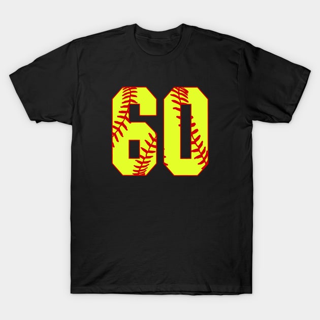 Fastpitch Softball Number 60 #60 Softball Shirt Jersey Uniform Favorite Player Biggest Fan T-Shirt by TeeCreations